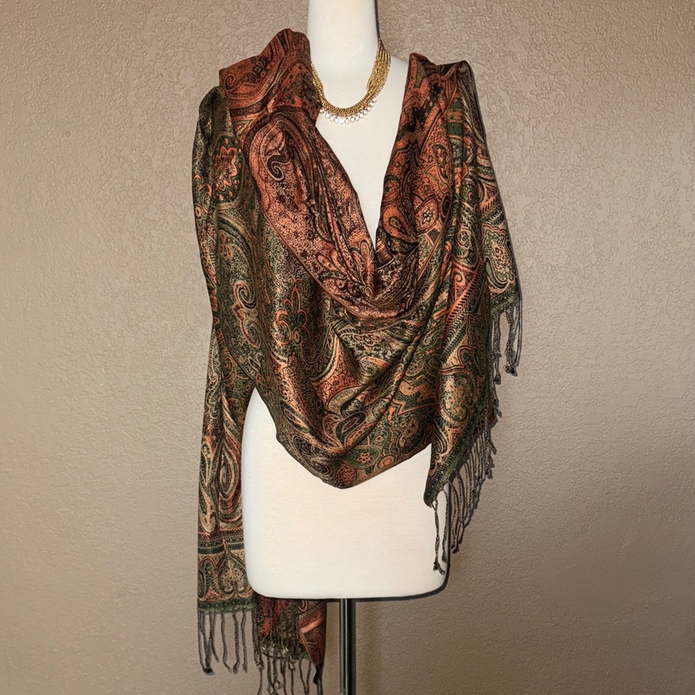 Versatile Talbots Paisley Patterned Wrap - image 1